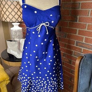 Kim Rogers Blue Asymmetrical Sundress with Sweetheart Neckline